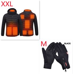 Winter Heated Jacket USB Electric Cotton Coat Zip-up Heater Thermal Clothing Heating Vest For Men (Option: Black Zone8 Set-2XL)