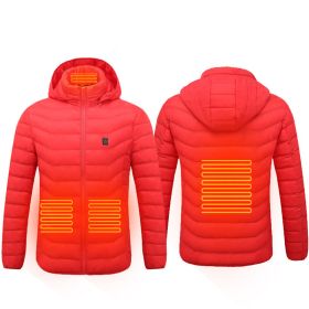 Winter Heated Jacket USB Electric Cotton Coat Zip-up Heater Thermal Clothing Heating Vest For Men (Option: Red Zone4-M)