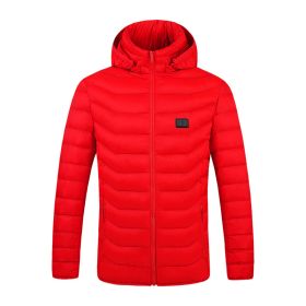 Winter Heated  Plus Size Jacket Electric Heated Clothing (Option: Zone 9single control red-4XL)