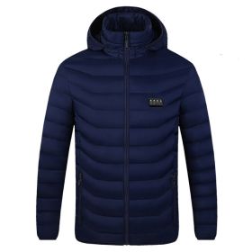Winter Heated  Plus Size Jacket Electric Heated Clothing (Option: Zone 9single control blu-M)
